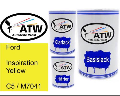 Ford, Inspiration Yellow, C5 / M7041: 500ml Lackdose + 500ml Klarlack + 250ml Härter - Set, von ATW Autoteile West.